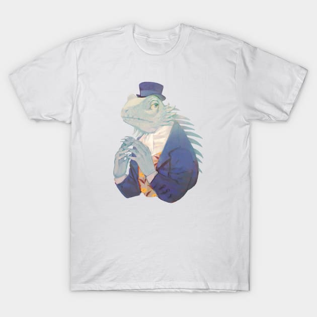 Blue iguana gentleman T-Shirt by rt0no